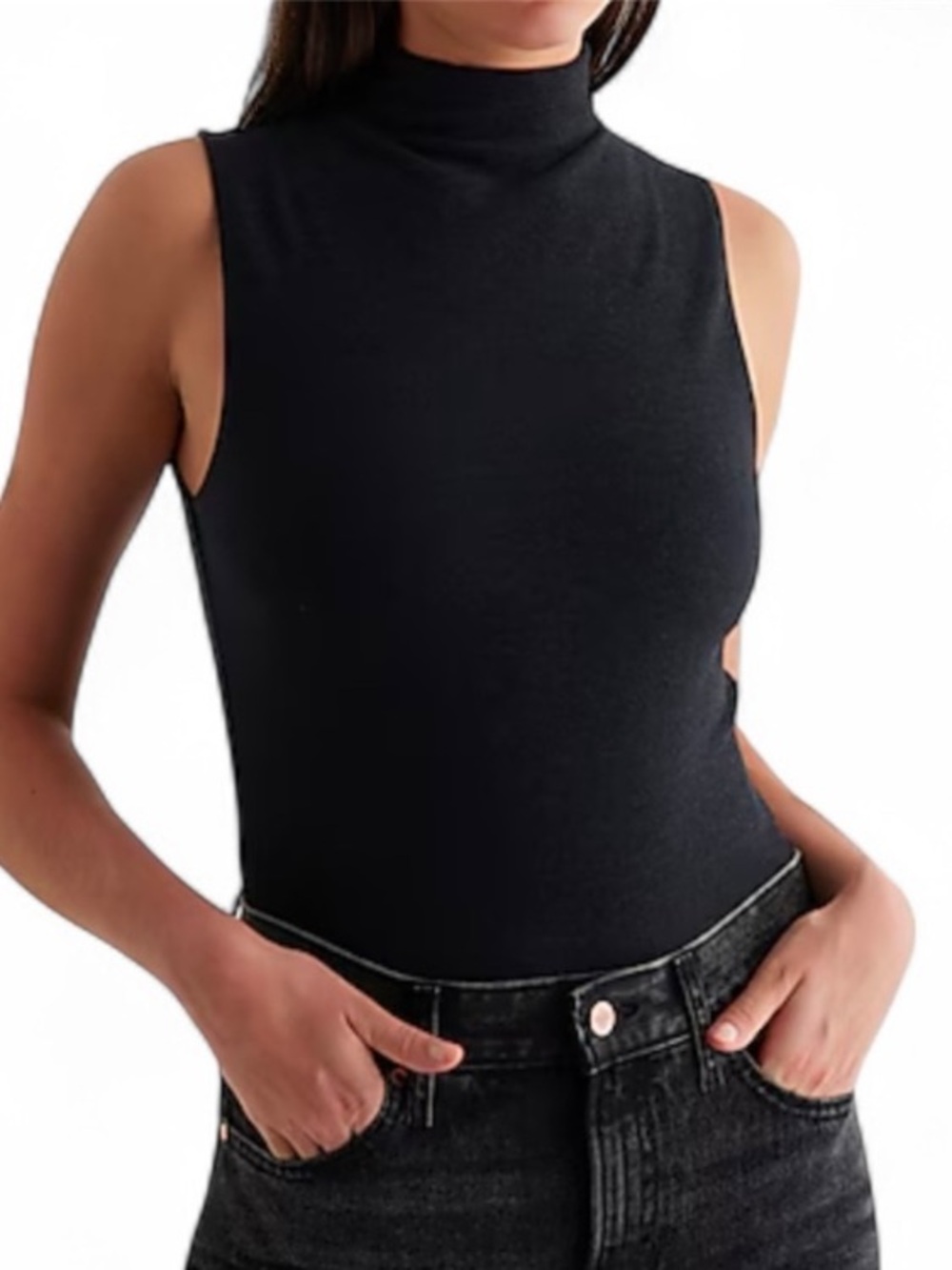 Express Black Sleeveless Mock Neck Bodysuit Woman’s Size Small